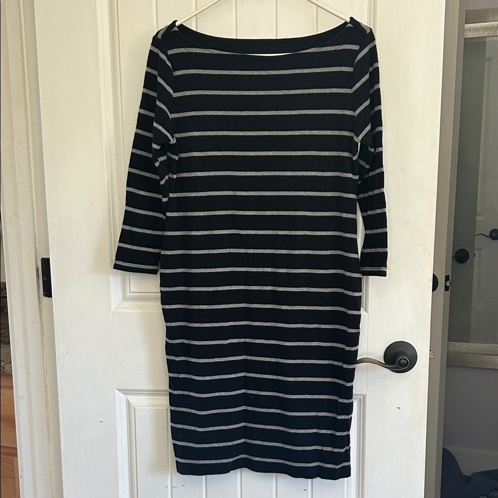 GAP Black & Gray Striped Midi Boatneck Maternity